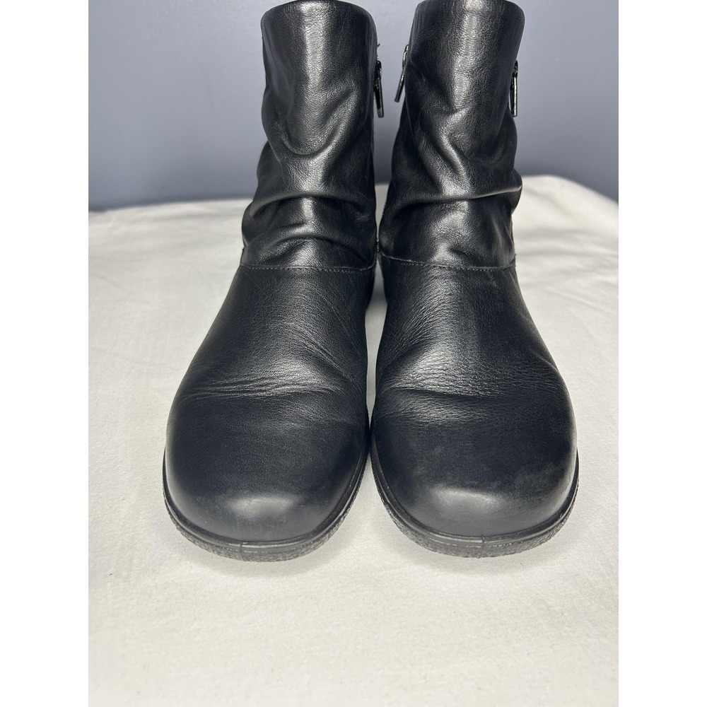 Hotter Boots Womens Size 6.5 Black Whisper Ankle Bootie Leather Zip Flat Comfort - Picture 3 of 16